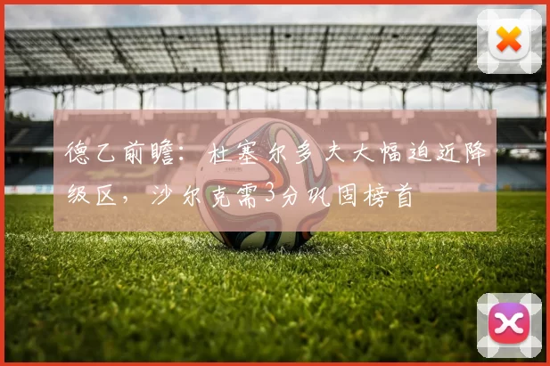 德乙前瞻：杜塞尔多夫大幅迫近降级区，沙尔克需3分巩固榜首